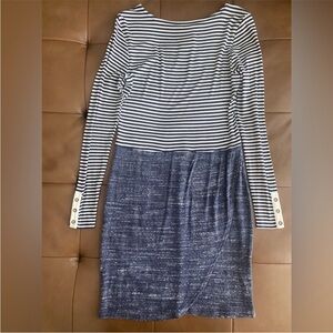 Anthropologie Dolan Blue and White Sheath Dress with Crew Neck XS NWT